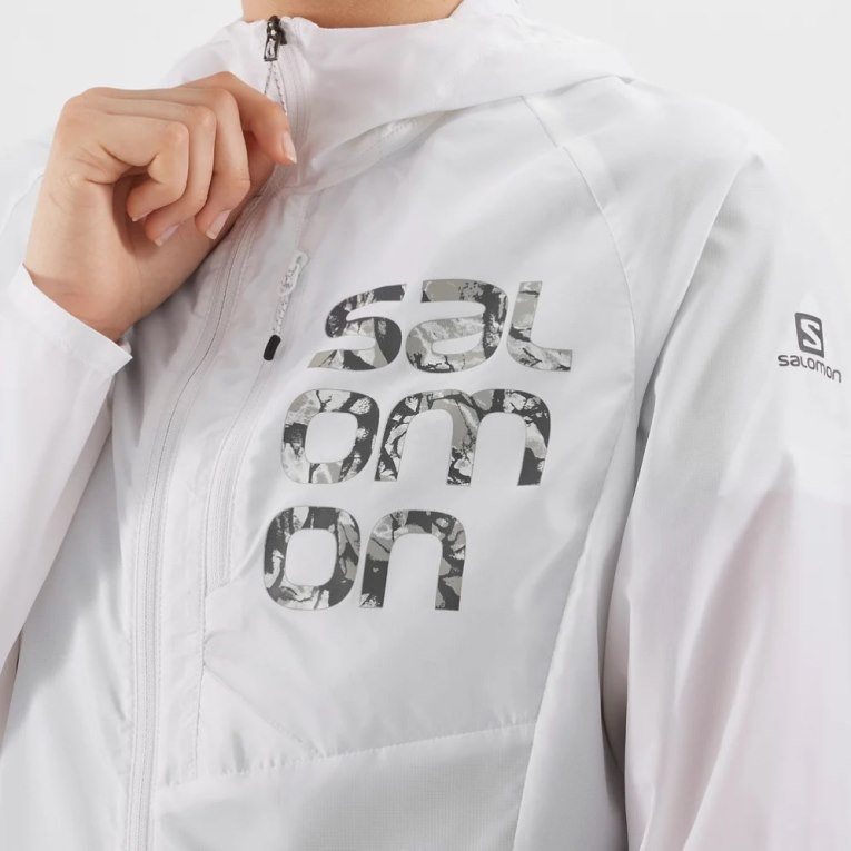 White Salomon Bonatti Cross Wind Women's Shell Jackets | IE JW8469